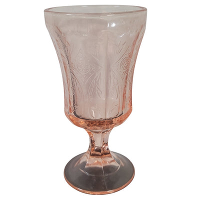 Vtg Pink Depression Glass Indiana Madrid Footed Goblet 6 1/2”T Mid-Century drink
