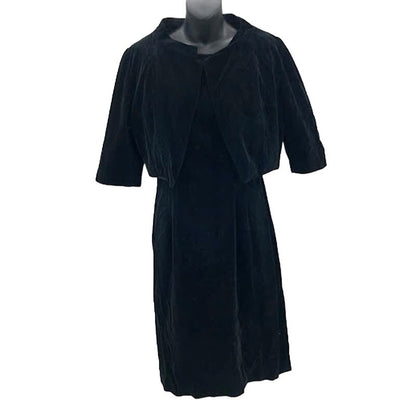 50s 2 pc set bolero jacket sleeveless dress Handmade VINTAGE small/medium velvet