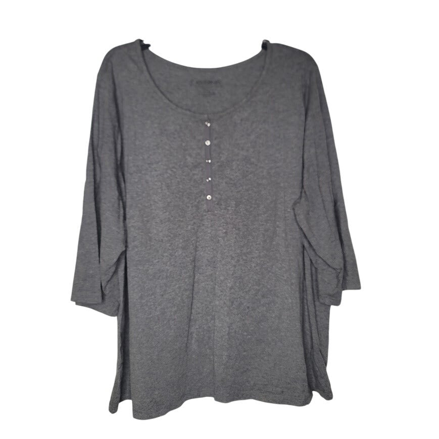 Catherines Collection Size 2X 22/24 W Long Sleeve Gray tunic blouse Cotton Blend