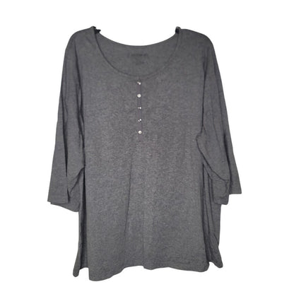 Catherines Collection Size 2X 22/24 W Long Sleeve Gray tunic blouse Cotton Blend
