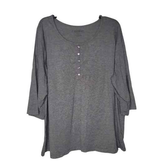 Catherines Collection Size 2X 22/24 W Long Sleeve Gray tunic blouse Cotton Blend