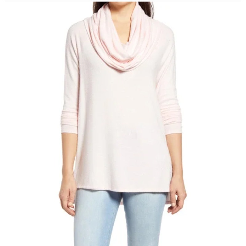 Gibsonlook NWT Cozy Convertible Neckline Tunic Lotus PINK Size Medium