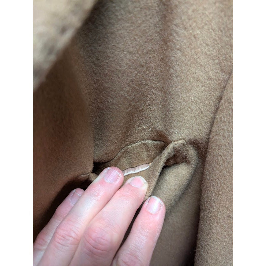 Andre Lanzino  R44 Wool Cashmere Long Coat Camel Brown Lined L/XL