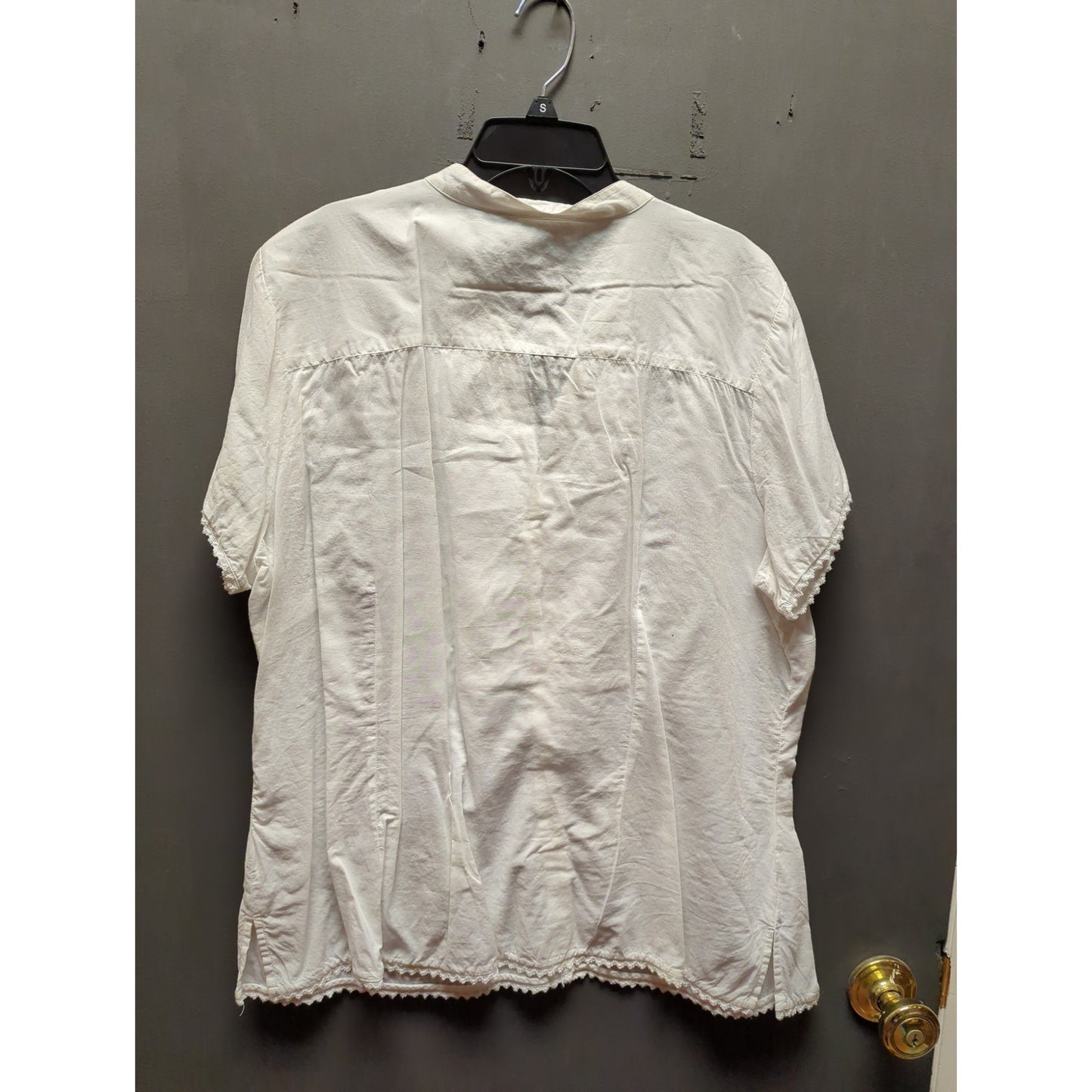 Style & Co. Size 18W womens white pintuck blouse lace detail Career Casual