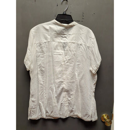 Style & Co. Size 18W womens white pintuck blouse lace detail Career Casual