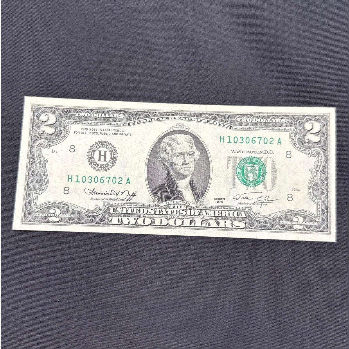 Paper Currency Bank Note USA Paper Money $2 Series 1976 consecutive
