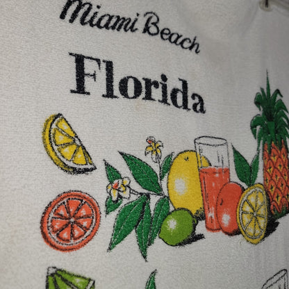 Vintage Miami Beach Florida  towel Beach Graphic Fringe CITRUS Large 32.5"x56"