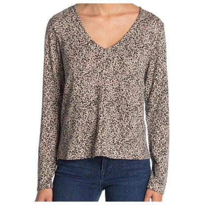 Sanctuary Soft Brushed Scoop Neck Pullover Sweater medium in Leopard NWT