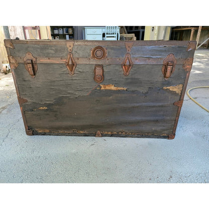 Secondhand Sandies: large trunk storage wood and metal  antique