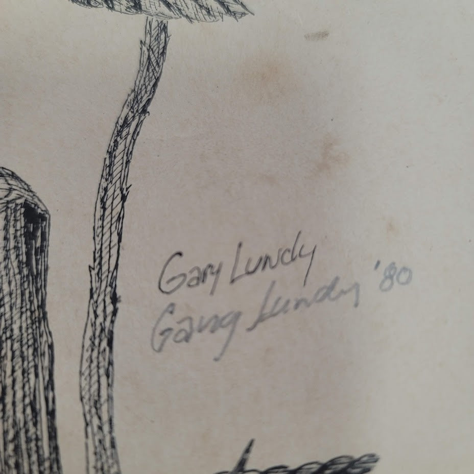 Gary Lundy Signed Owl print 18" x 15" Unframed 1980 Vintage