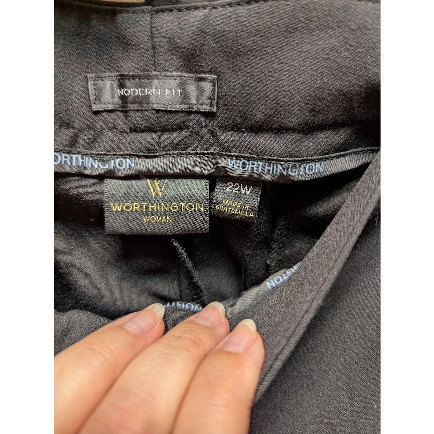 Worthington Women's Modern Fit Relaxed Trouser Leg Black NEW Size 22W Career