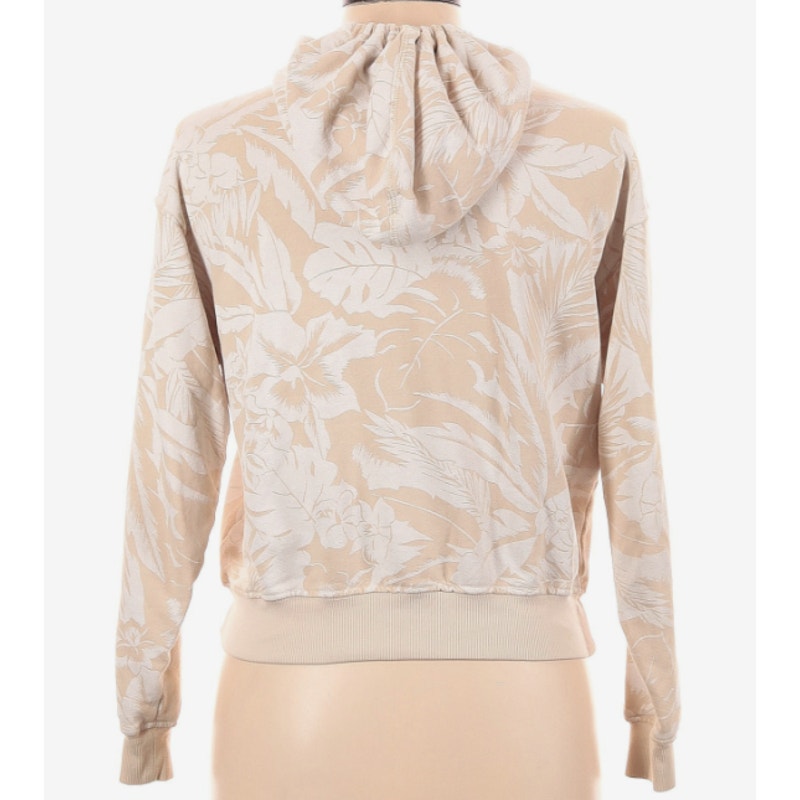 NWT Billabong Drawstring Hoodie Kangaroo Pocket Sweatshirt Sz Medium Tan Floral