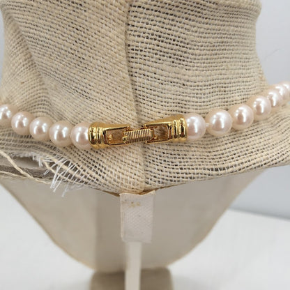Vintage Fashion Necklace Faux Pearls knotted Clamp closure choker style