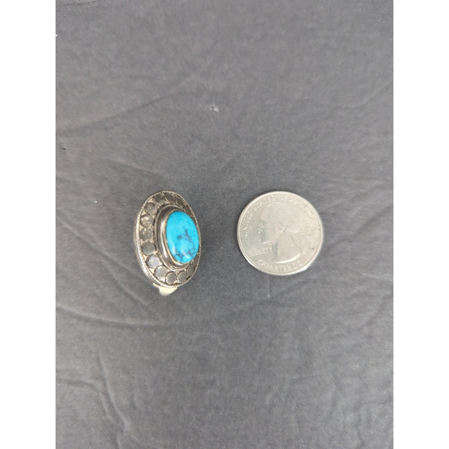 Vintage Turquoise Faux Stone Silver Tone Drop Earrings Boho Cowgirl Western