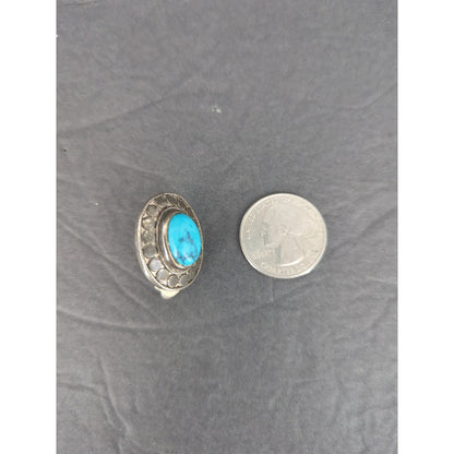 Vintage Turquoise Faux Stone Silver Tone Drop Earrings Boho Cowgirl Western