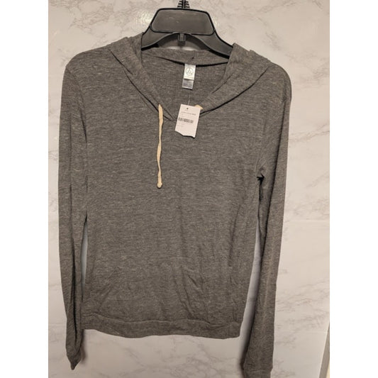 NEW Alternative Gray Hoodie drawstring Neck kangaroo pocket long sleeve Small