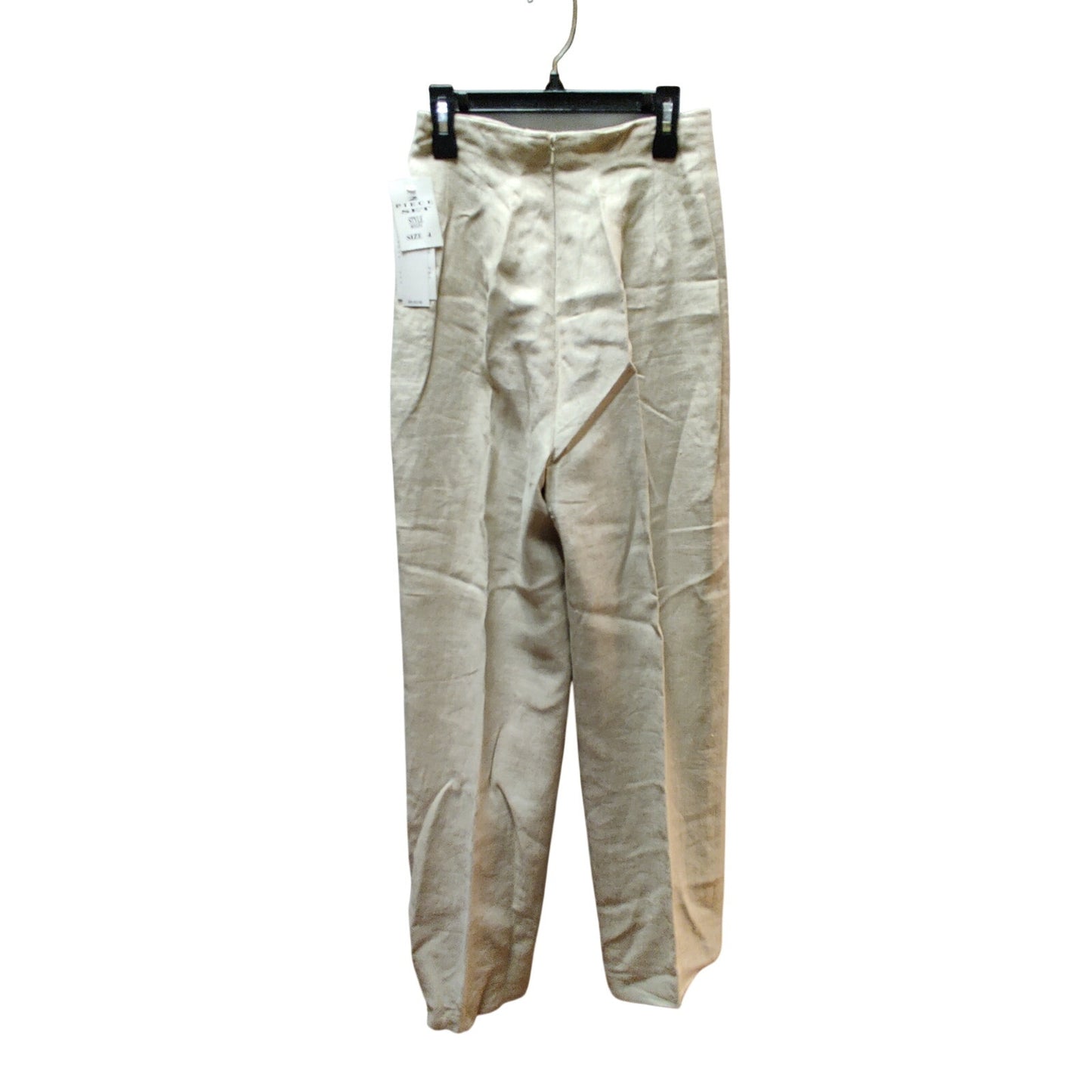 Donna Morgan Vintage Tan Linen Embroidered Pants Coastal Luxury High Waist 4