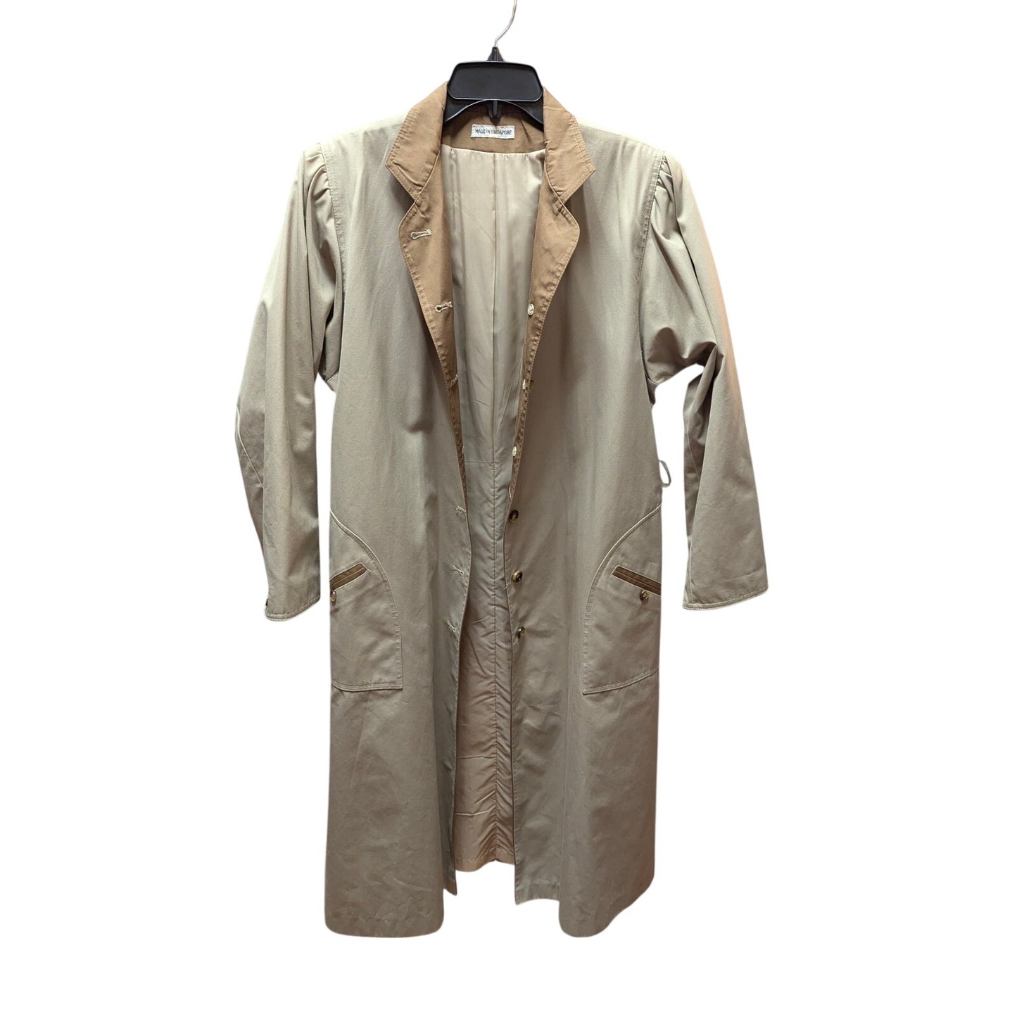 Vintage Two-Tone Khaki Trench Coat Womens Medium Long Rain Duster