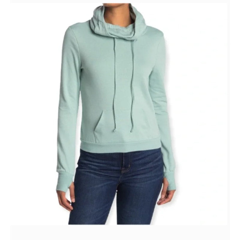 NWT LOVE, FIRE Mask Hoodie In Harbor Gray - MEDIUM Pocket thumb holess