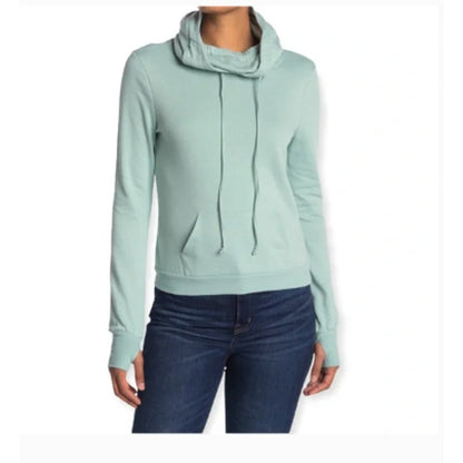 NWT LOVE, FIRE Mask Hoodie In Harbor Gray - MEDIUM Pocket thumb holess