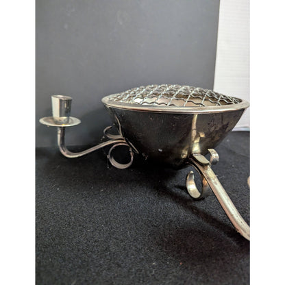 Vintage Silver Plate Epergne Centerpiece Bowl with Flower Frog Grate