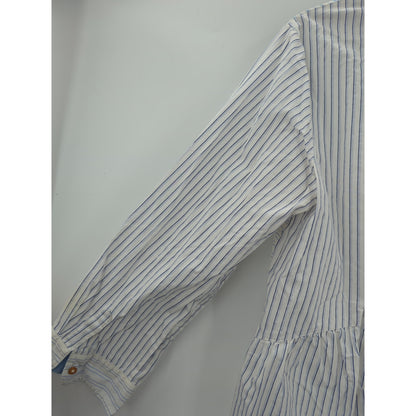 holding horses Size Large Blue white striped babydoll blouse top Anthropologie
