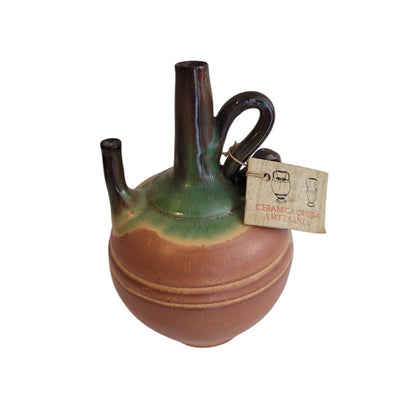 Vintage handmade Spanish Ceramica Ortega Artesania Clay 5" Vinegar Jar Vase Jug