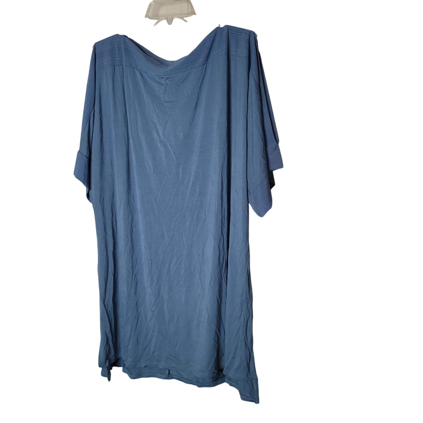 42pops Cut Out Sleeve Shoulder Tunic Top Short Sleeve Blue Large Casual work