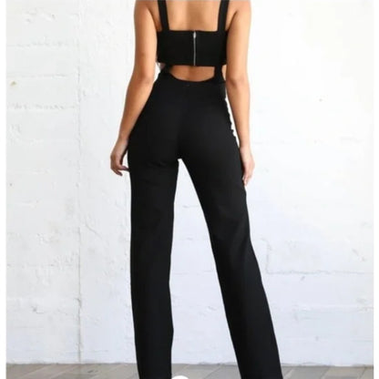 TIGER MIST PEYTON JUMPSUIT black new XS Club Night Goth Strap tube top cutout