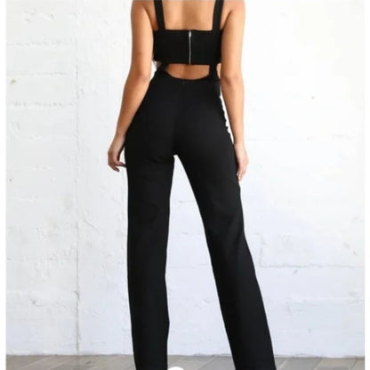 TIGER MIST PEYTON JUMPSUIT black new XS Club Night Goth Strap tube top cutout