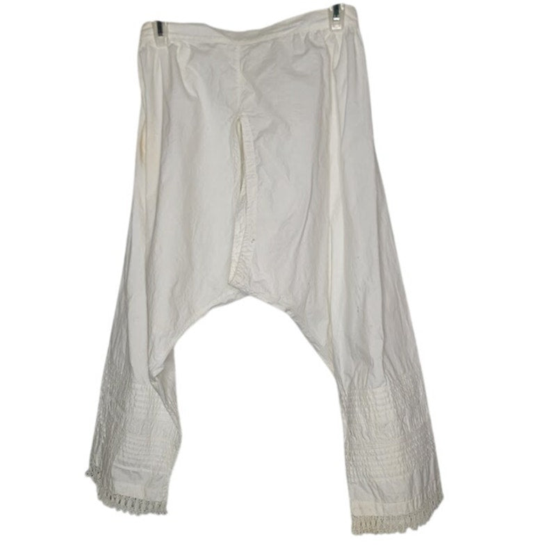 Vintage Open Womens Pantaloons Bloomer lace bottom detail tie waist  white small