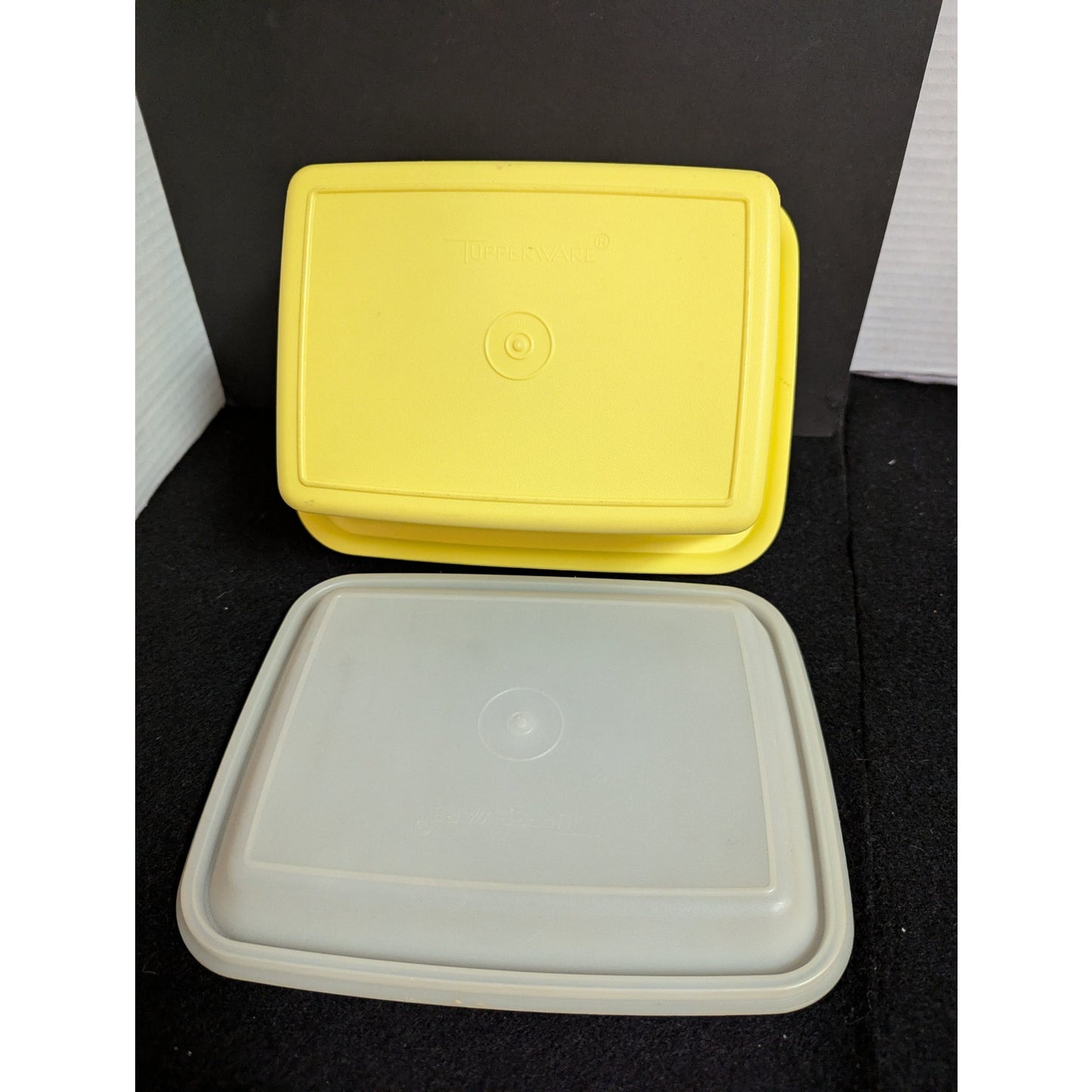 Vintage Tupperware Servalier Harvest Yellow Loaf Pan Container with Sheer Lid