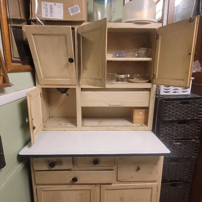 Secondhand Sandies 2 pc. Antique kitchen Hoosier porcelain top sifter cabinet cupboard