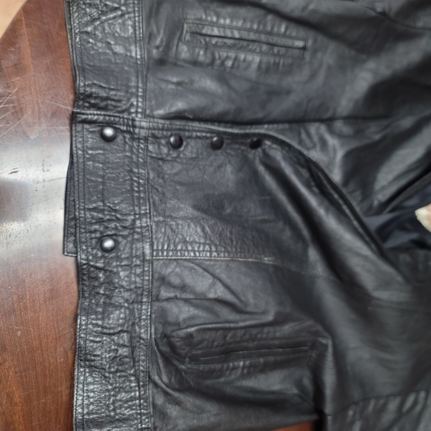 Leatherman Vintage 1980s Black leather Jacket Wing Sleeve Snaps Pockets