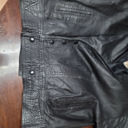Leatherman Vintage 1980s Black leather Jacket Wing Sleeve Snaps Pockets