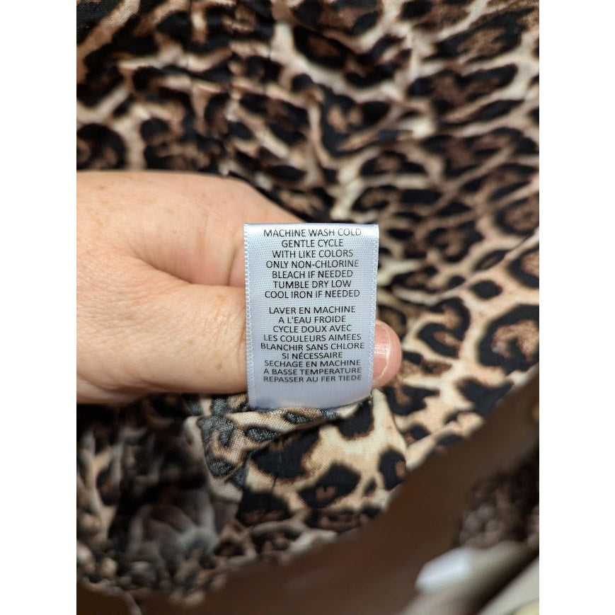 NEW Topshop Long Sleeve top Ruched Drawstring Center Leopard Print Size XS