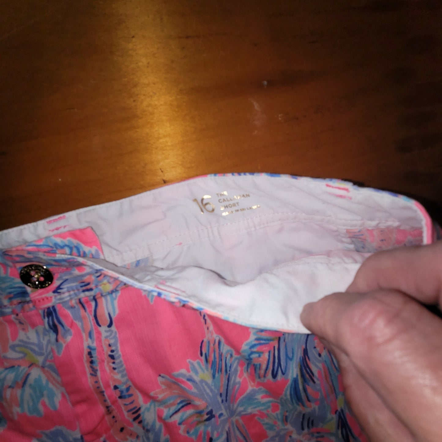 Lilly Pulitzer Callahan Shorts Size 16 Nice stems pink blue palm trees