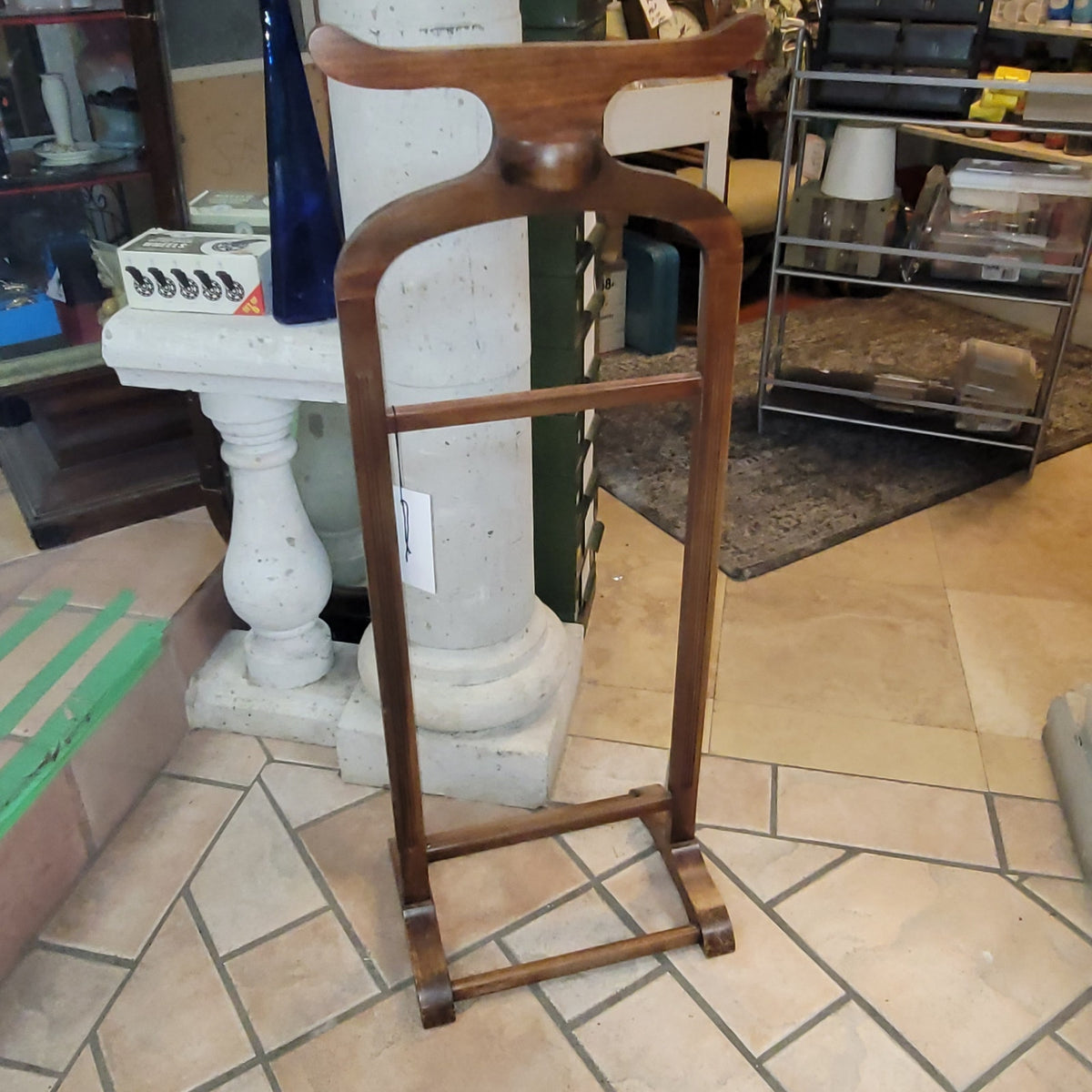 Secondhand Sandies: Vintage Men's solid wooden valet coat rack pants hanger change holder