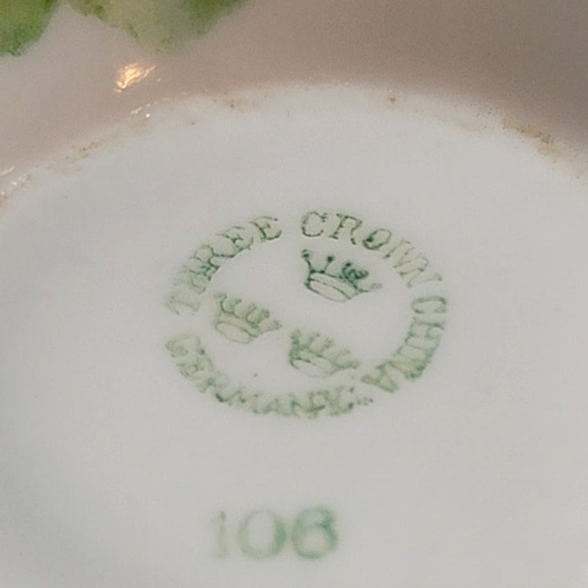 Three Crown China Germany Porcelain Teacup Saucer Floral Handpainted Dainty