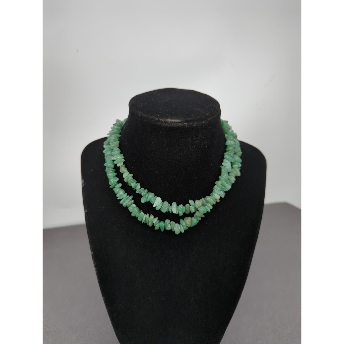 Vintage Natural Green Aventurine Semi-Precious Stone Chip Necklace 18"