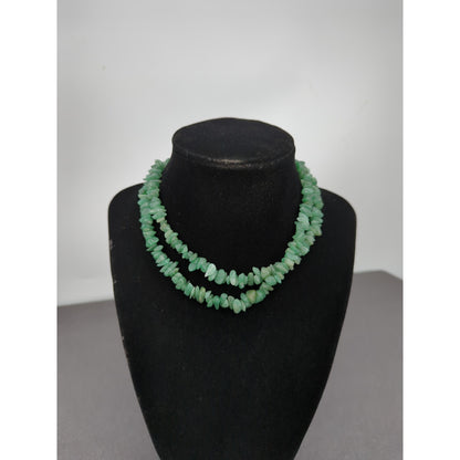 Vintage Natural Green Aventurine Semi-Precious Stone Chip Necklace 18"