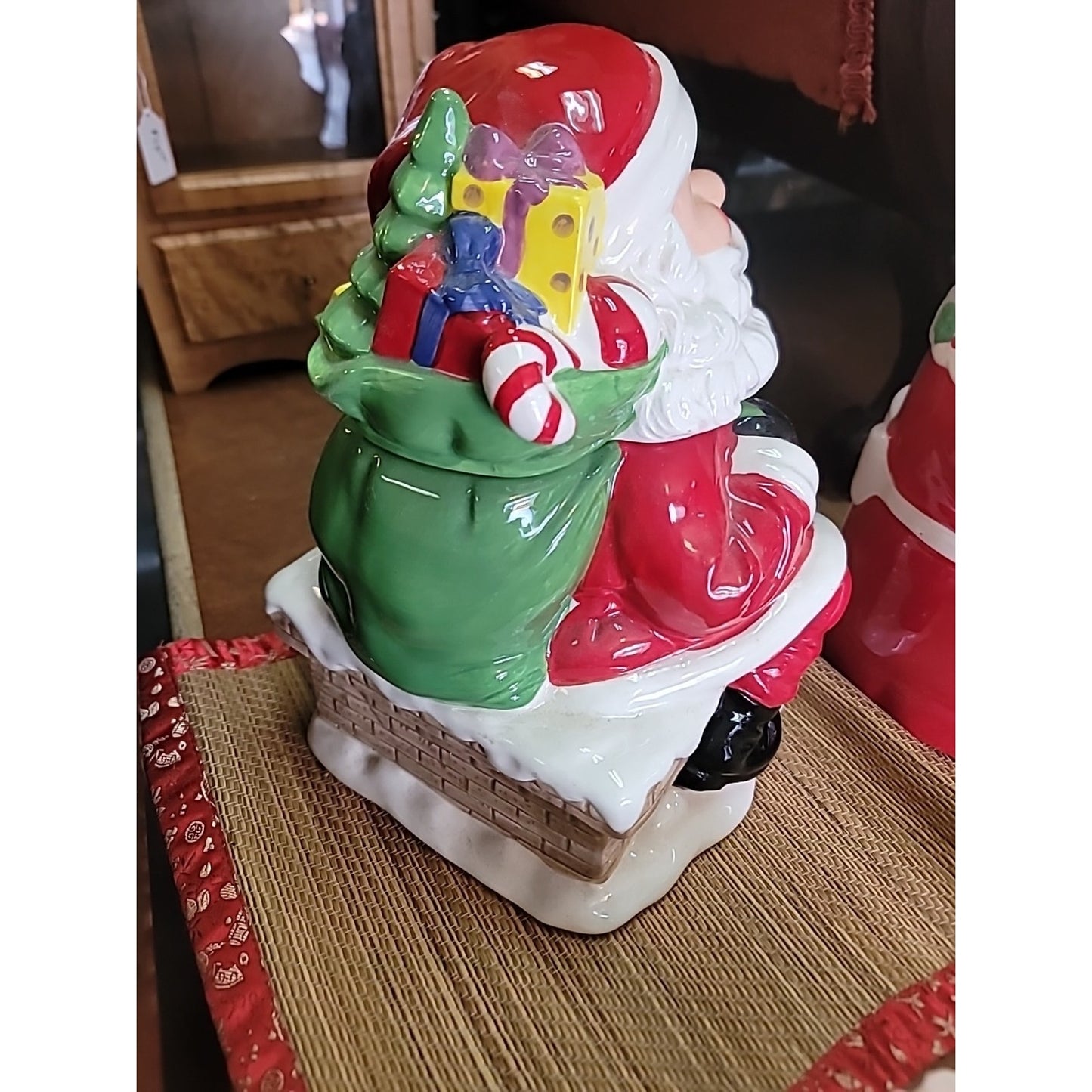 Cheryls Cookies Santa Claus on Chimney Christmas Cookie Jar Vintage