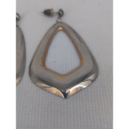 Vintage Gold-Tone Teardrop Post Earrings Modernist Geometric 1980s Glam