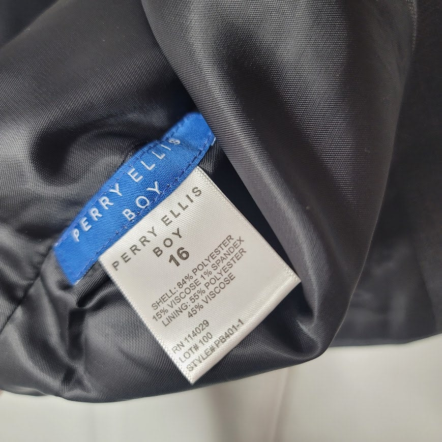 Perry Ellis Boy V-Neckline Button Up Formal Vest Boys 16 Blue NWT