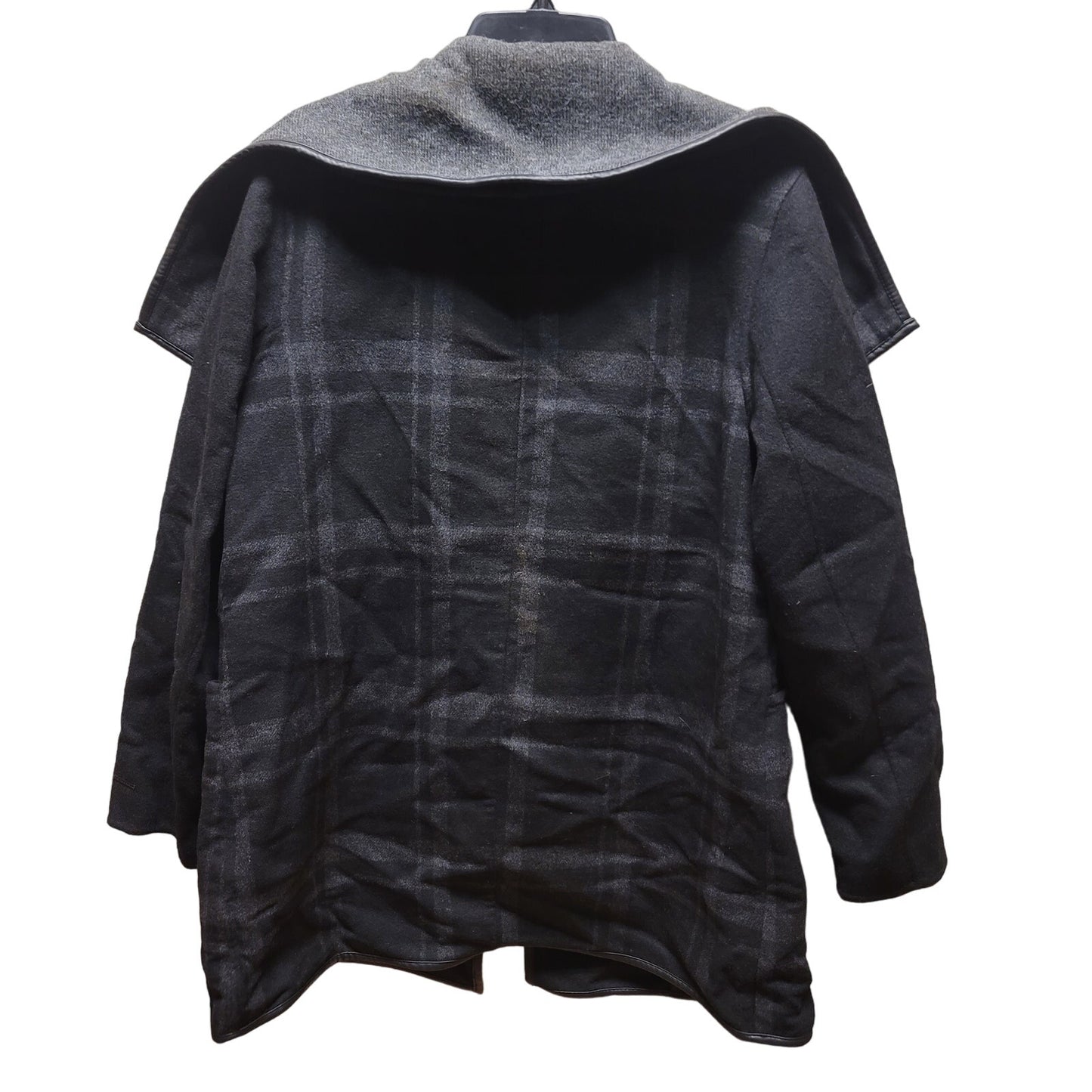 TAHARI New Plaid coat Wool blend large Handmade Jacket Drape Collar Pockets NEW