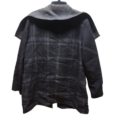TAHARI New Plaid coat Wool blend large Handmade Jacket Drape Collar Pockets NEW