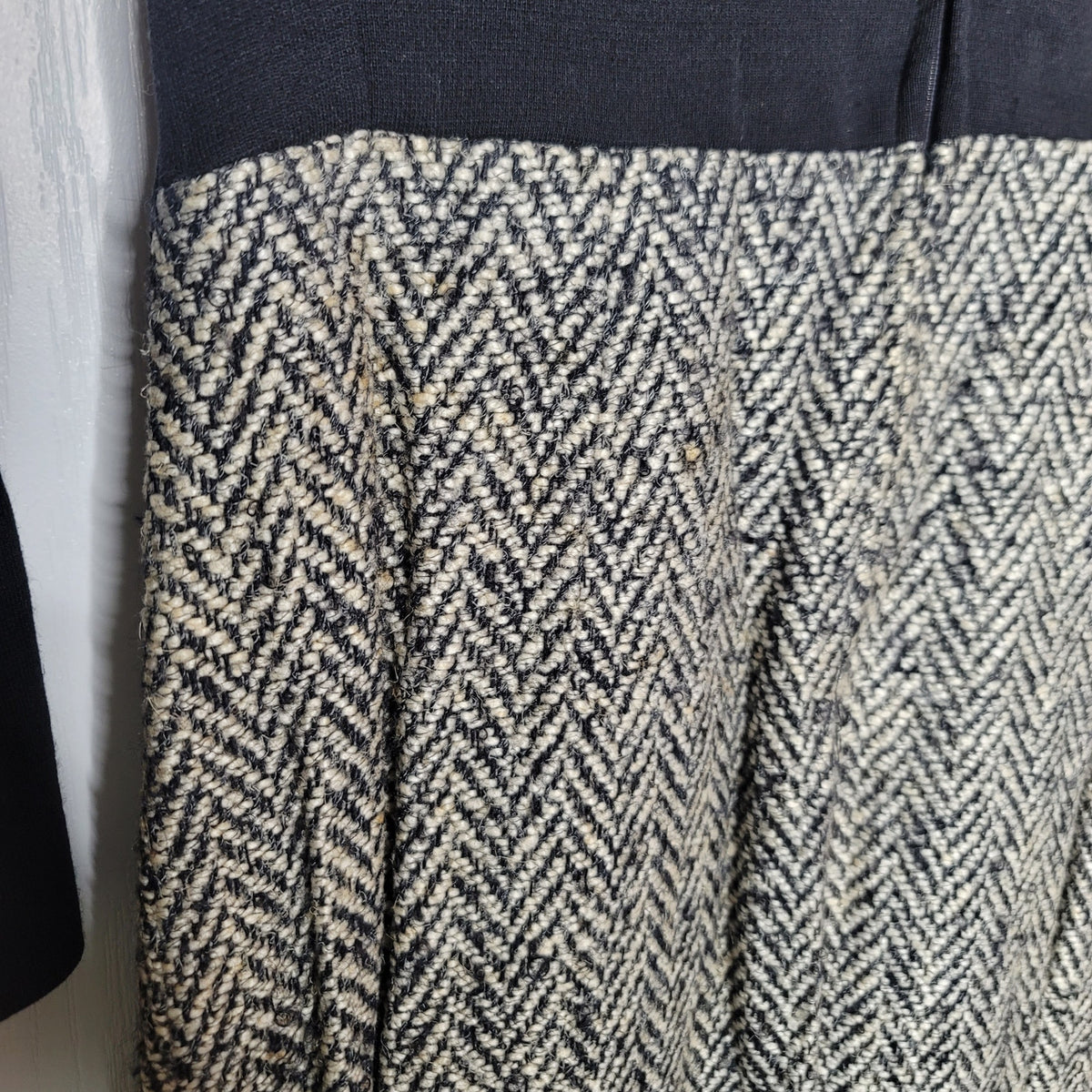Vintage NO TAGS Heavy black tweed dress lined winter fall long sleeve 1 Pc. MED