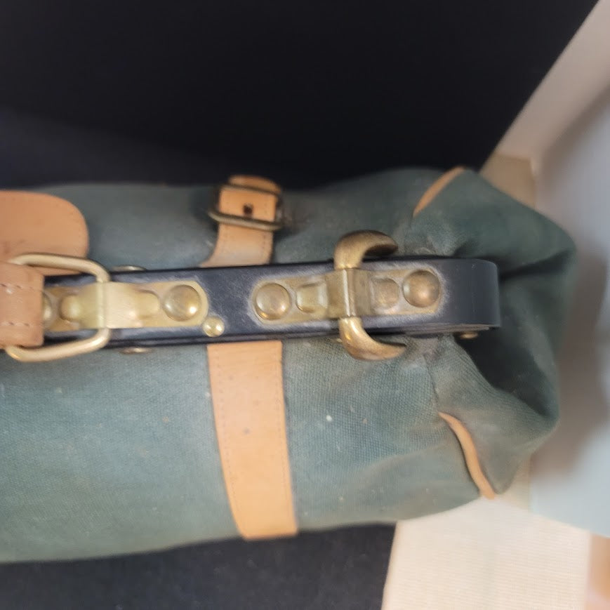 Vintage Angus Teal Green Canvas Leather Doctor Bag Tool CarryAll Travel Satchel