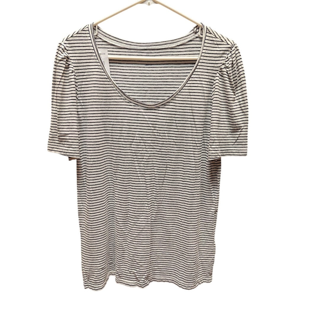 Caslon lightweight Size Large Blue white striped short sleeve scoop neck Shirt
