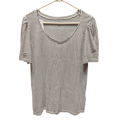 Caslon lightweight Size Large Blue white striped short sleeve scoop neck Shirt